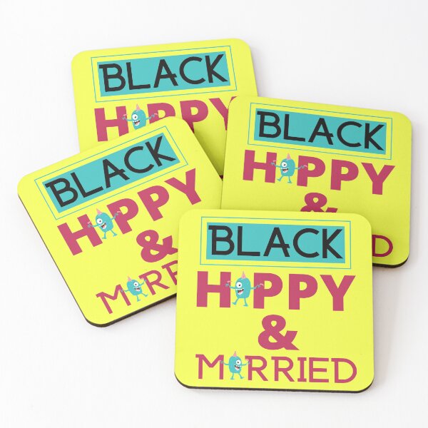Item preview, Black Happy and Married - Yellow designed and sold by The Sober Art.