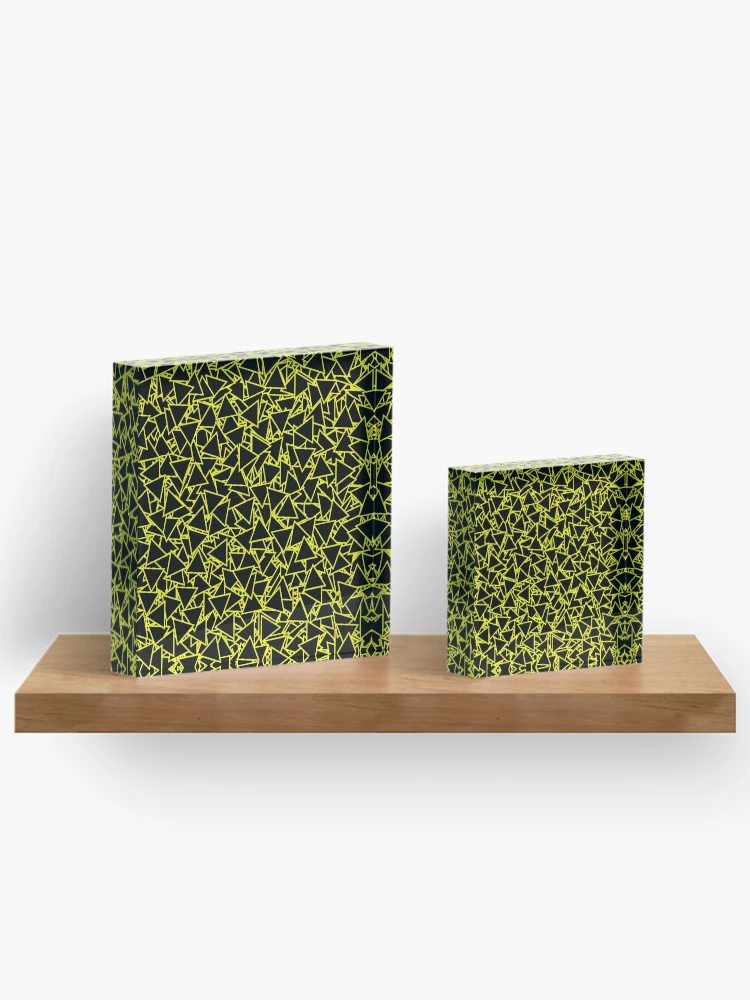 Thumbnail 3 of 5, Acrylic Block, Black Yellow Triangle Pattern designed and sold by DesignCodeStore.