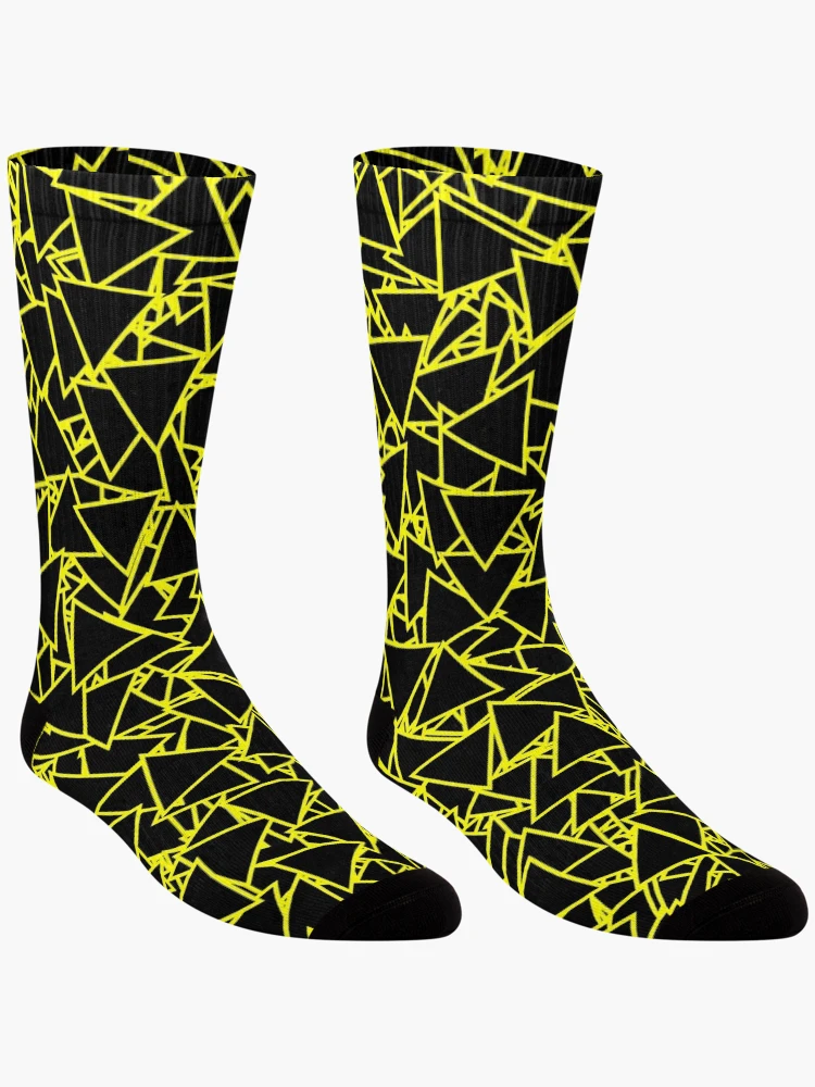 Thumbnail 3 of 5, Socks, Black Yellow Triangle Pattern designed and sold by DesignCodeStore.