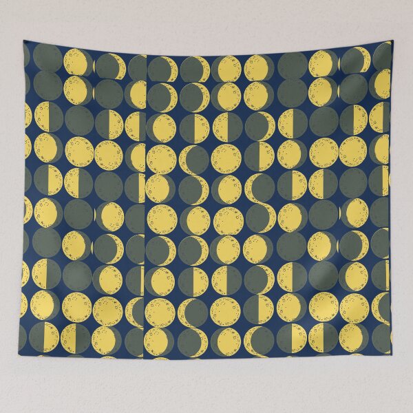 Item preview, Moon Phases repeat blue pattern designed and sold by Rokay Arts.