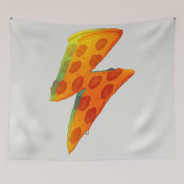 Item preview, Rebel Pizza Bolt | Bowie | Reusable Facemask | Washable Face Cover | Pizza Lover T Shirt | Wall Art | Thunder Lightning Bolt | Thunderstorm | Stuffed Crust Pizza Powered Engineer Design designed and sold by Any Color Designs.