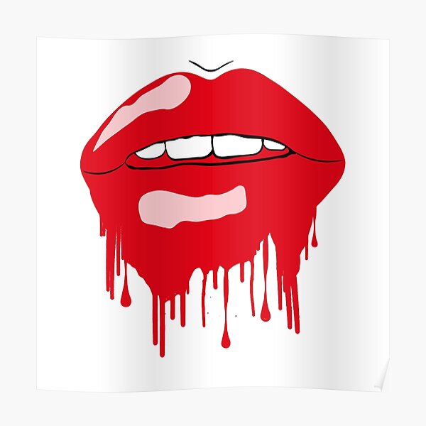 Dripping Blood Lips Posters Redbubble