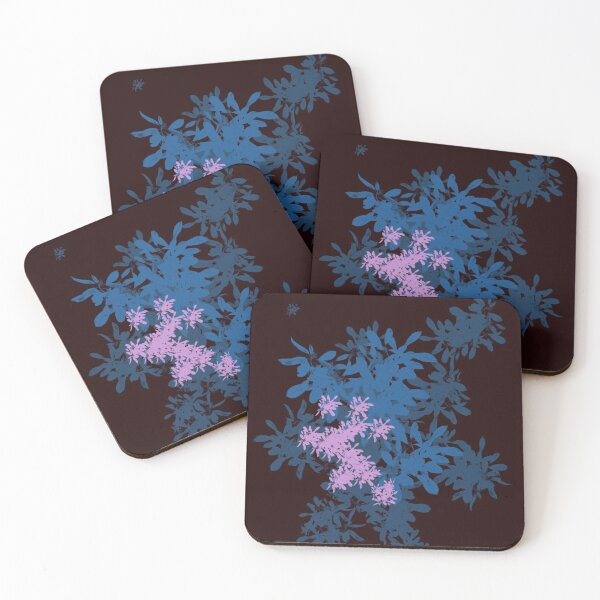 Item preview, Abstract elegant floral plant design in pink and blue with a black background designed and sold by Susanna Schorr.