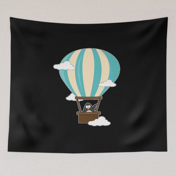 Aperçu de l'œuvre Penguin in Hot air balloon & Clouds créée et vendue par Snabdesign84.