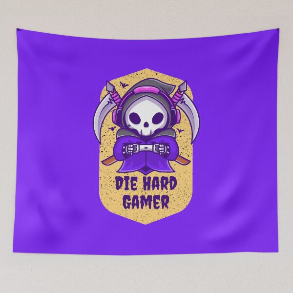 Item preview, Die hard Gamer Grim Reaper Skull Funny Gaming Pun  designed and sold by Mindy Bubble.