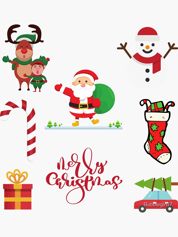 "Christmas theme sticker pack merry christmas" Sticker for Sale by
