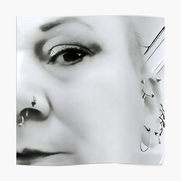 Piercing Eyes - BLACK & WHITE image - Graphic WHITE Clothing Poster
