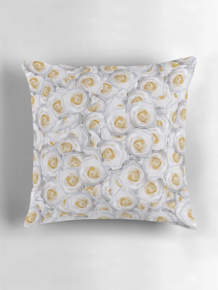 Thumbnail 3 of 4, Pillow, White Rose Pattern designed and sold by DesignCodeStore.