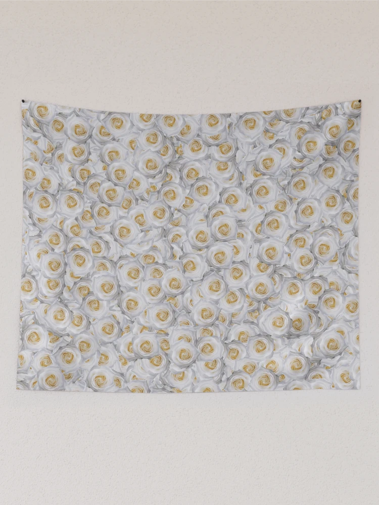 Thumbnail 2 of 3, Tapestry, White Rose Pattern designed and sold by DesignCodeStore.
