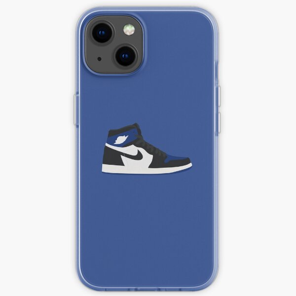 Jordan 1 blanco negro azul Funda blanda para iPhone
