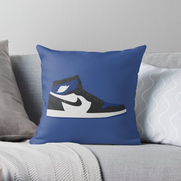 Jordan 1 white black blue Throw Pillow