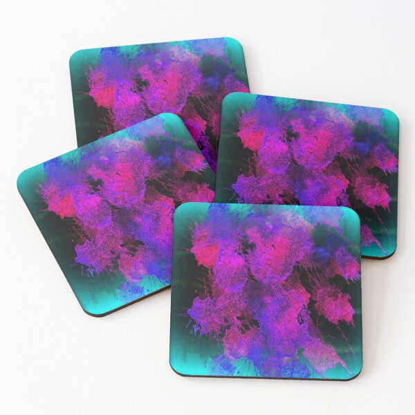 Item preview, Bright Abstract Art Mint Green With Pink Purple Paint Splats Print designed and sold by Mary Riley.