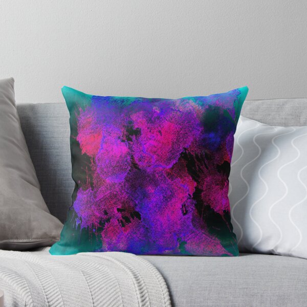 Item preview, Bright Abstract Art Mint Green With Pink Purple Paint Splats Print designed and sold by Mary Riley.