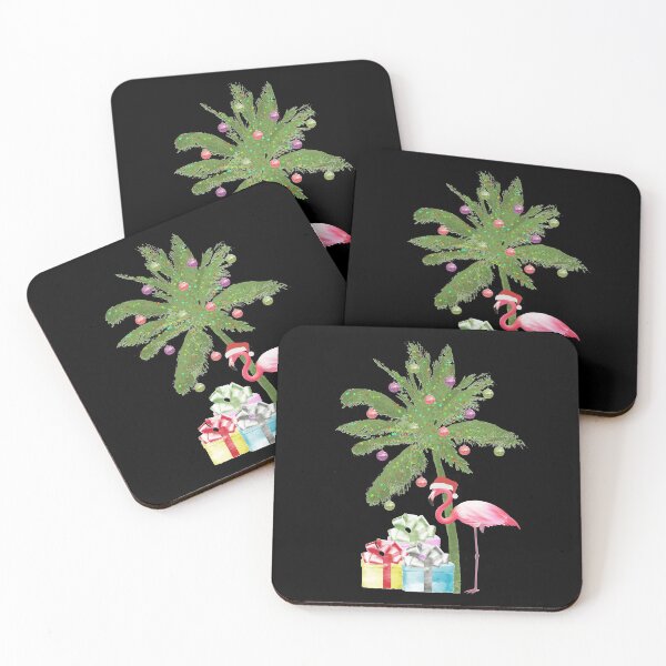Item preview, Flamingo Christmas with Christmas Palm Tree designed and sold by beachchic.