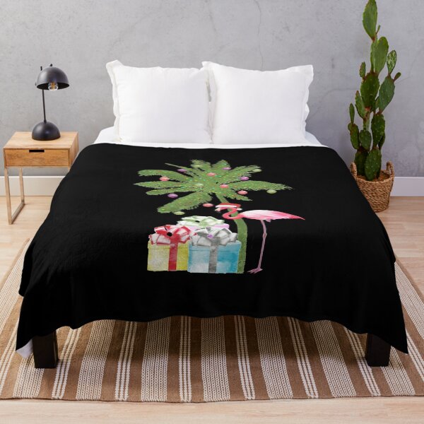 Item preview, Flamingo Christmas with Christmas Palm Tree designed and sold by beachchic.