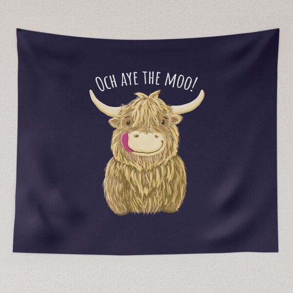 Item preview, Cute Cartoon Scottish Highland Cow "Och Aye The Moo!" designed and sold by brodyquixote.