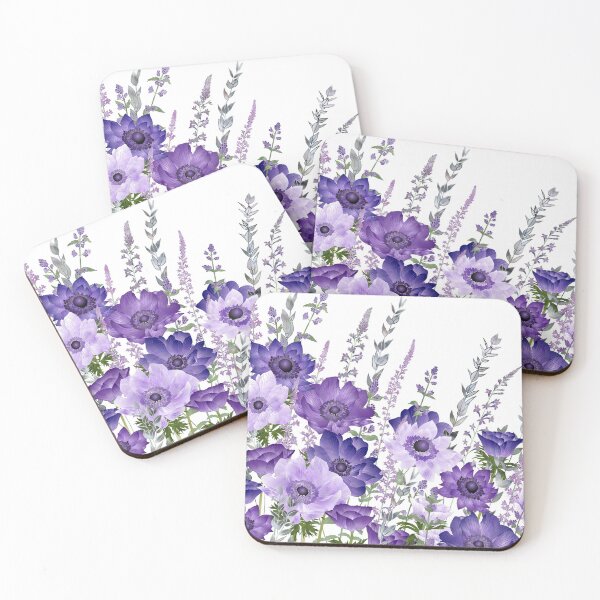 Item preview, Purple Anemones & Catmint Flowers designed and sold by Fiona Calder Designs.