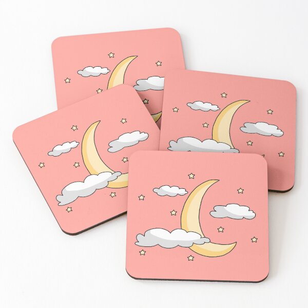 Item preview, Moon, Clouds & Stars (Coral Pink) designed and sold by MintyMakes.