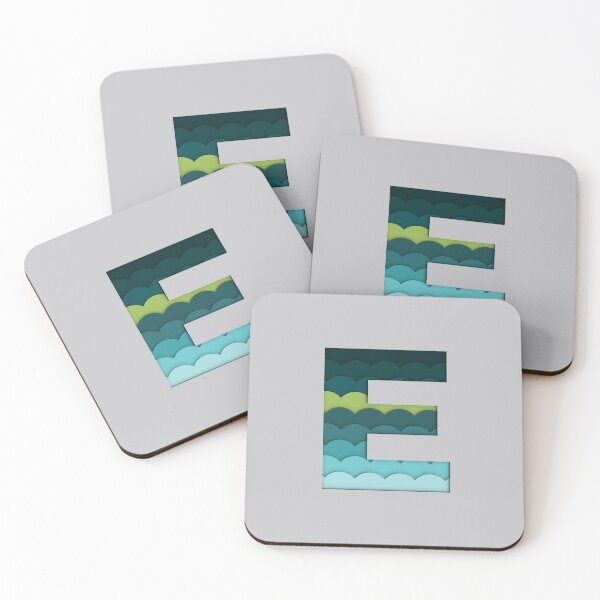 Item preview, Papercut Alphabet -  E - Green Blue Waves designed and sold by AuroCreatives.