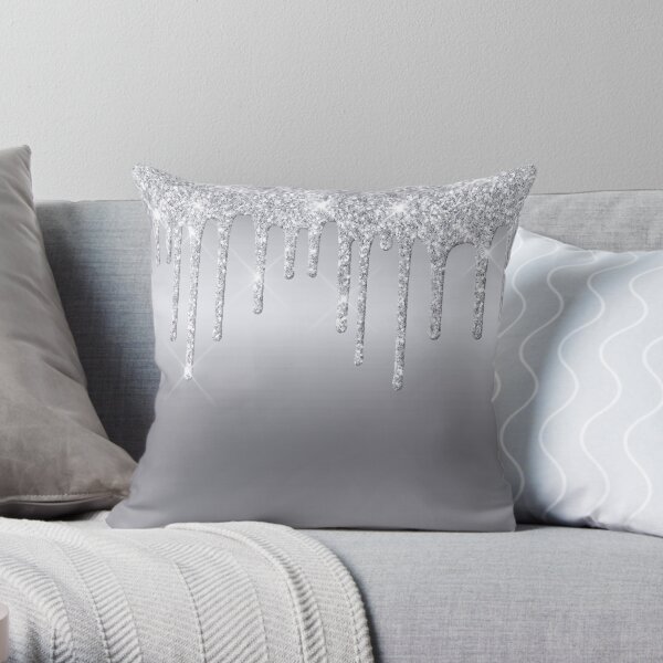 Silver Glitter Throw Pillow