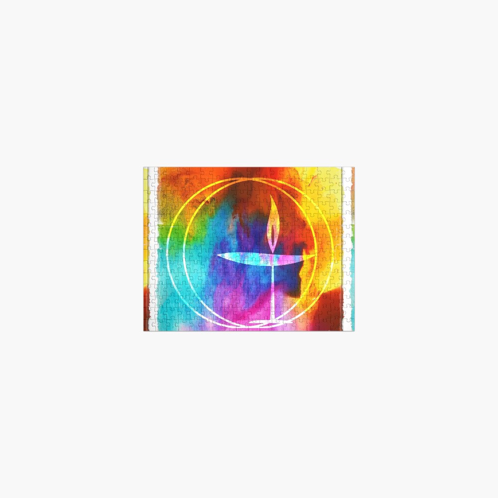 UU Watercolor Flaming Chalice Jigsaw Puzzle
