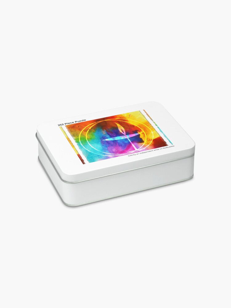 Alternate view of UU Watercolor Flaming Chalice Jigsaw Puzzle