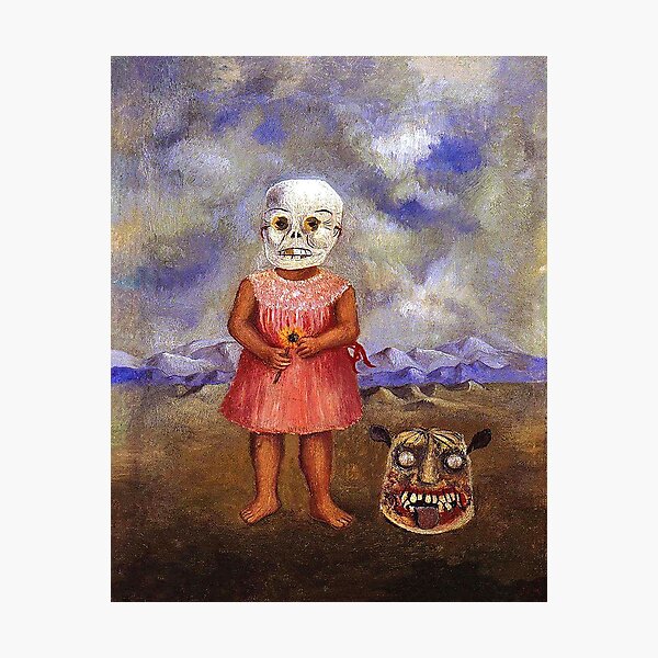 Girl with Death mask by Frida Kahlo Photographic Print