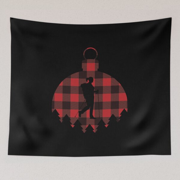 Item preview, Red Flannel Christmas Ornament - Woman Hiking designed and sold by HeatherPore.