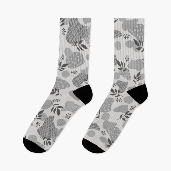 Item preview,  Cute interior design pattern with leafs and patches gray tones designed and sold by PurrfectCorner.