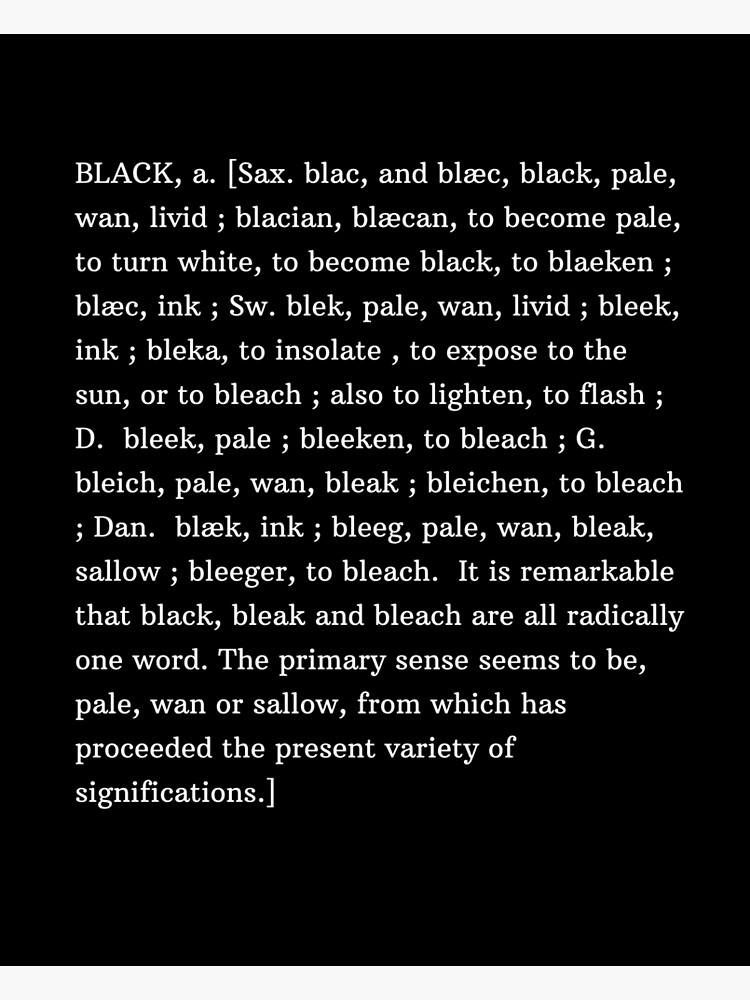 The Definition Of Black Webster 1828 Greeting Card By Kamidesuyo Redbubble