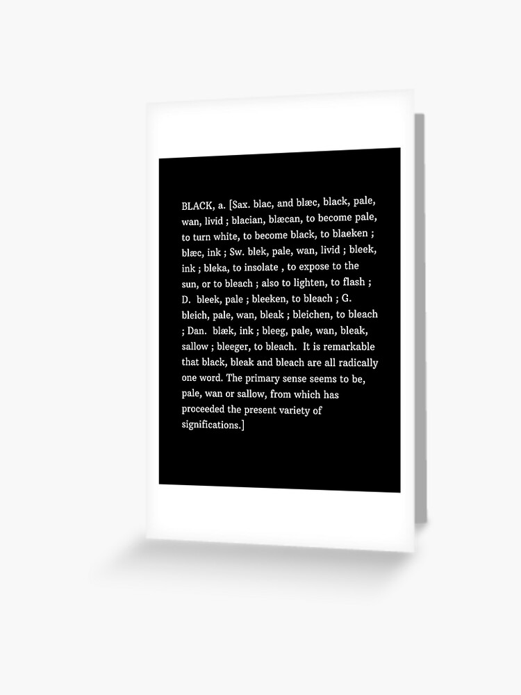 The Definition Of Black Webster 1828 Greeting Card By Kamidesuyo Redbubble