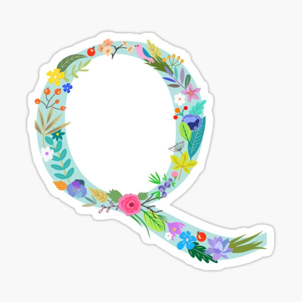 Item preview, Light Blue Letter Q Floral Monogram designed and sold by Robin Liefeld.