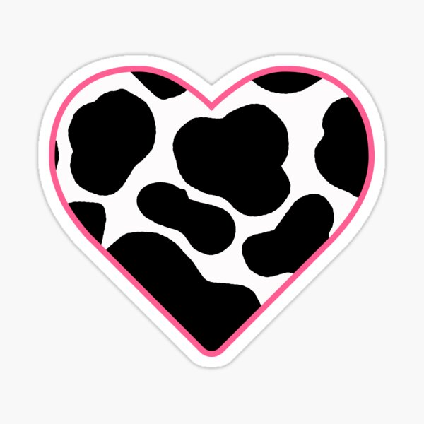 basic y2k cow print heart sticker by elizastreet redbubble