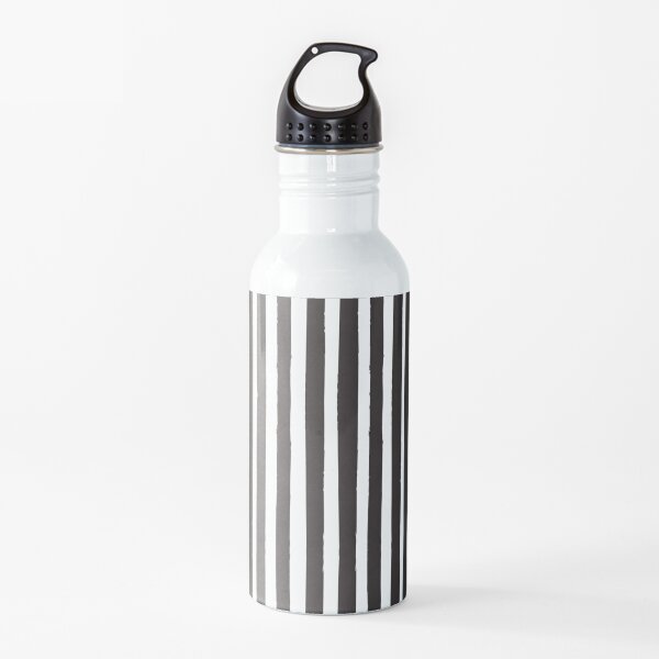 Black And White Classic Cabana Stripes Water Bottle