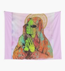 Praying Alien Wall Tapestry