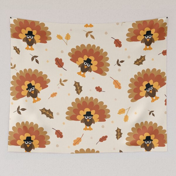 Item preview, Cute Turkey & Leaves Pattern designed and sold by HeraAndKosmos.