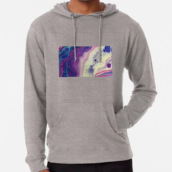 Blue Acrylic Pour Abstract Merchandise Lightweight Hoodie