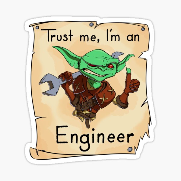 Vista previa del artículo con la obra «¡Confía en mi, soy ingeniero! - Duende divertido», diseñado y vendido por Fantasieschmied.