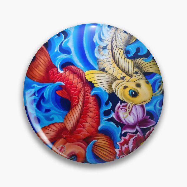 Round Pinback Button Pin Brooch Traditional Japanese Koi Fish Tattoo S –  Shinobi Stickers