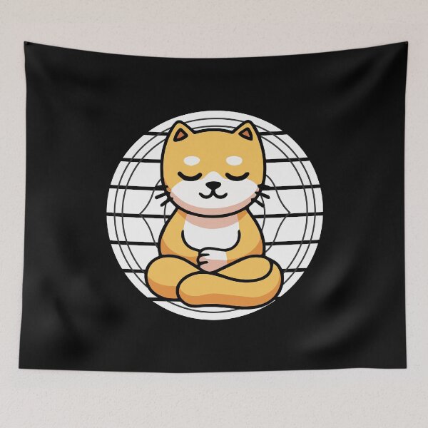 Item preview, Meditation cat meditation pillow mindfulness designed and sold by Nessshirts.