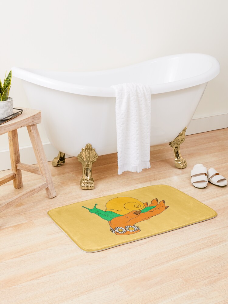Thumbnail 2 of 6, Bath Mat, Orange & Yellow Snail Hand designed and sold by mushroombabes.