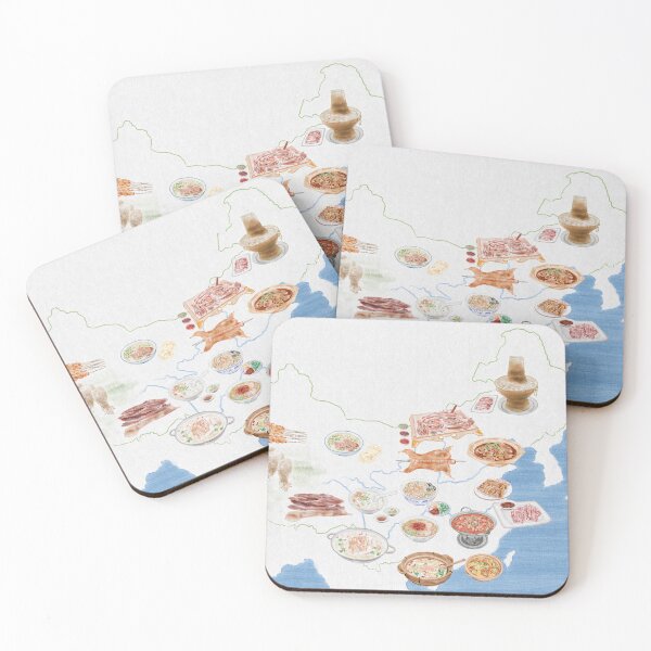 Item preview, Watercolor Illustration of Chinese mutton cuisine on the map of China designed and sold by iswenyi.