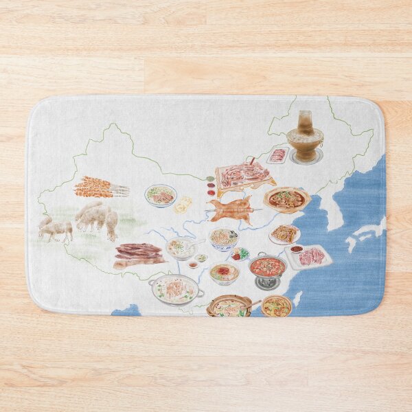 Item preview, Watercolor Illustration of Chinese mutton cuisine on the map of China designed and sold by iswenyi.