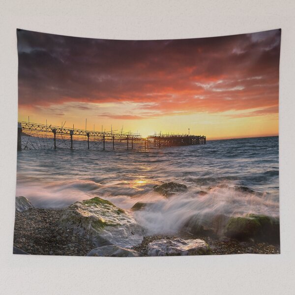 Item preview, Old Totland Pier Sunset designed and sold by manateevoyager.