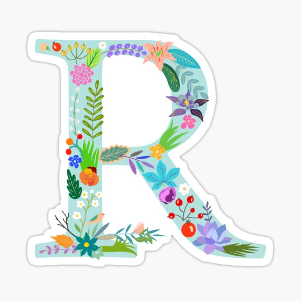 Light Blue Letter I Floral Monogram Sticker for Sale by Robin Liefeld