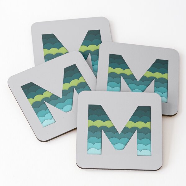 Item preview,  Papercut Alphabet -  M - Green Blue designed and sold by AuroCreatives.