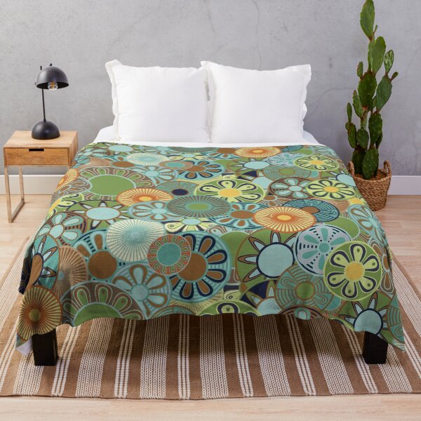 Item preview, Petals and Stripes Explosion in That 70's Color-Stylized flower medallions designed and sold by Annette Chabidon Studio.