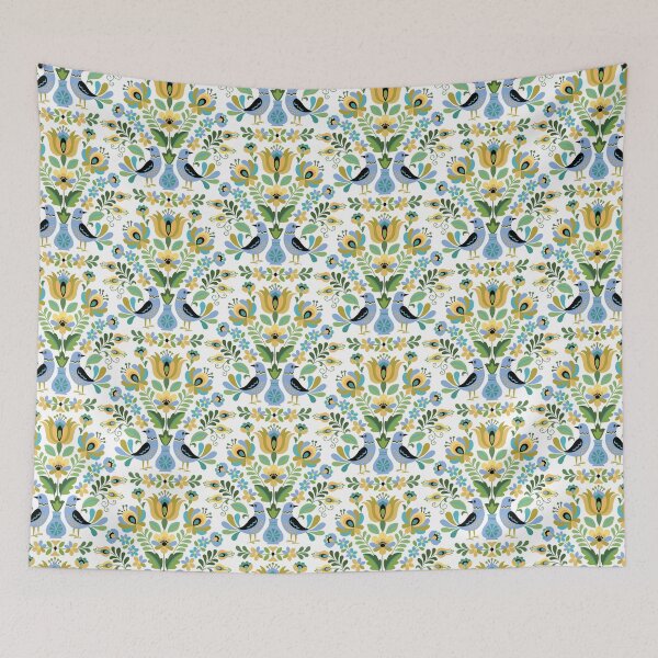 Item preview, Hungarian Folk Art Birds in Blue and Gold designed and sold by Barbara Pixton.