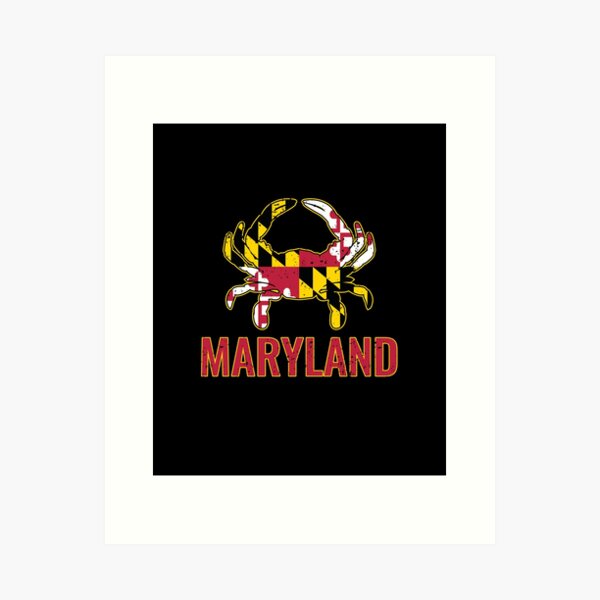 Maryland Flag, Maryland State Crab Flag Art Print