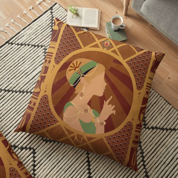 Scarabée du Nil en Egypte - Illustration Art Nouveau Coussin de sol
